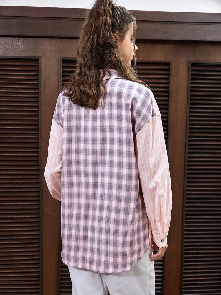 Pink Gingham Striped Shirt