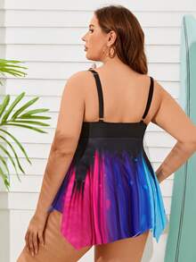 SHEIN Swim Curve 大码渐变网眼撞色无袖比基尼套装 - 彩色 - 查看 2