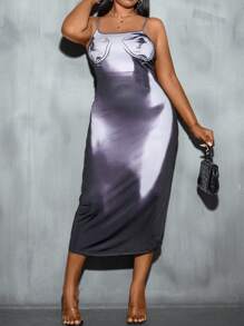 Maweii Của phụ nữ Kích thước lớn Cơ thể In Váy Dây - Nhiều màu - Xem 4