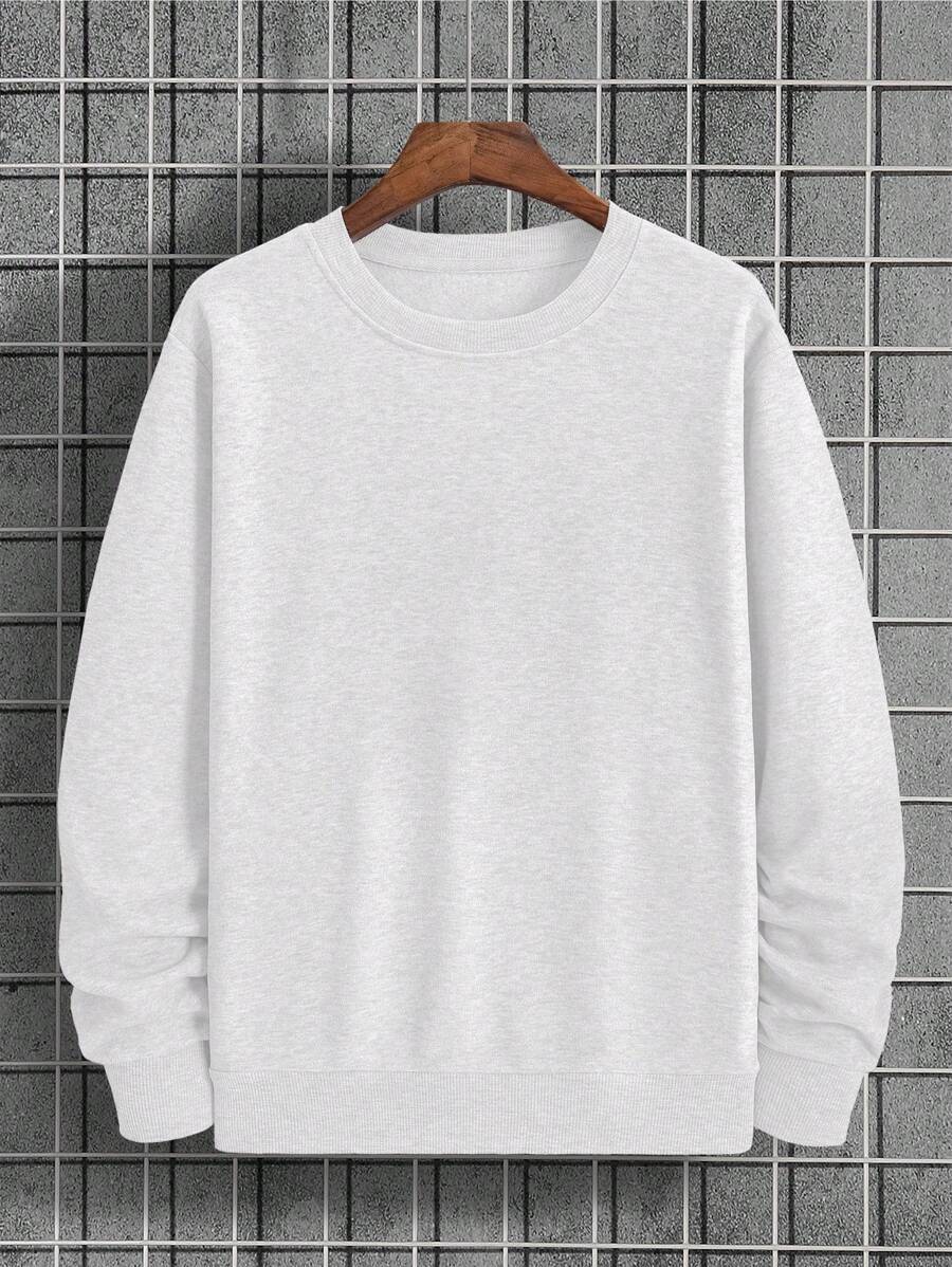 EURMUSE Men's Round Neck Sweatshirt - White - View 1