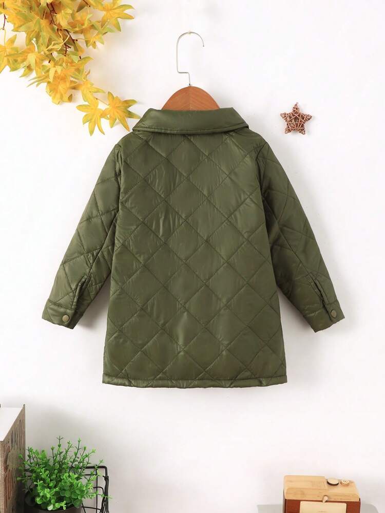 Boys' Solid Color Warm Turn-down Collar Button-up Coat For Autumn And Winter