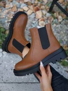 Botas elegante Suela gruesa - Granate - Ver 1