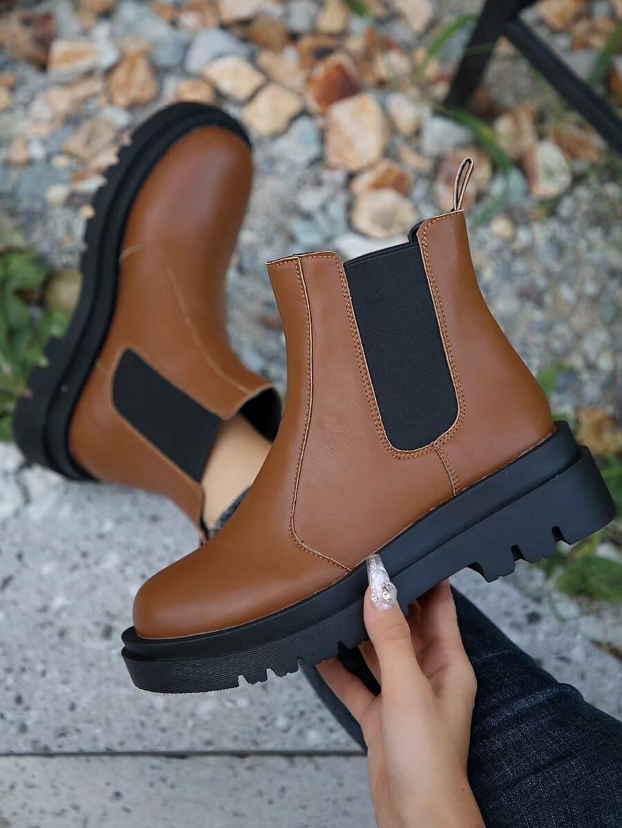 Botas elegante Suela gruesa - Granate - Ver 1