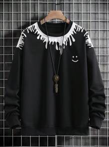 Manfinity Homme Hombres Sudadera con estampado de dibujos animados - Negro - Ver 3