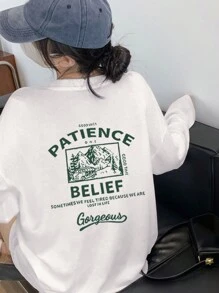 新款字母印花休闲宽松长袖 T 恤上衣，秋冬