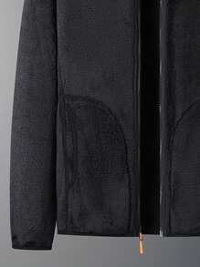 Hombres Cazadora con cremallera con forro térmico forro polar - Negro - Ver 6