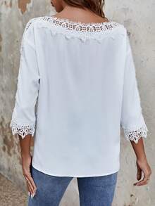 SHEIN Frenchy Blusa con encaje - Blanco - Ver 2