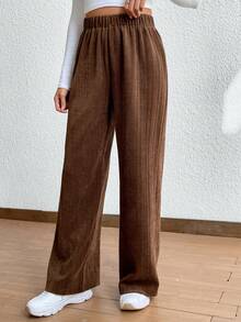 Lunelith SHEIN Lunessa Solid Elastic Waist Straight Leg Pants