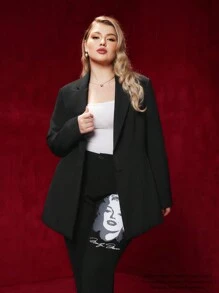Marilyn Monroe X SHEIN Marilyn Monroe線大碼西裝 - 黑色 - 查看 2