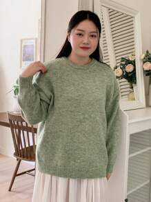 Dazy Petite Plus Áo len trễ vai cỡ lớn, Quần áo mùa thu - màu xanh lá - Xem 7