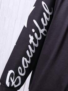 Teen Girl Star Print Drop Shoulder Hoodie & Camo Print Pants - Multicolor - View 7