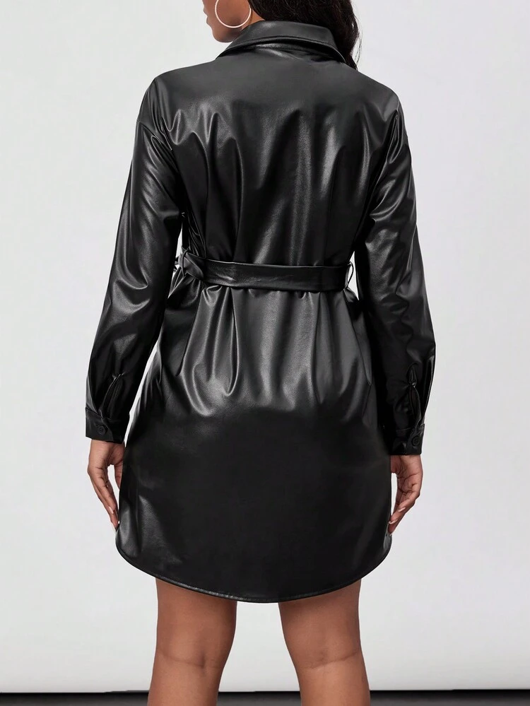 Maternity Shirt Dress With Button Front, For Winter