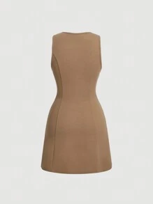 SHEIN MOD Vestido sin manga con botón delantero con diseño de solapa