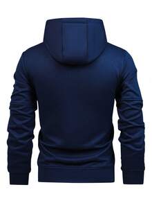 Manfinity Sport Corelite Nam Đồ họa Chữ cái Dây kéo Dây rút áo có mũ Jacket thể thao - Màu xanh hải quân - Xem 2