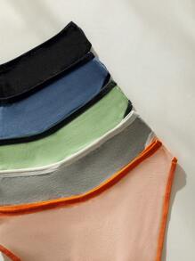 CoupledUp 5 piezas Calzoncillos unido en contraste tejido de canalé - Multicolor - Ver 4