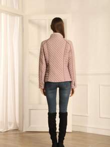 Áo khoác phao nữ Giolshon dáng casual, có mũ, có túi, chất liệu nhẹ, thích hợp mặc hàng ngày vào mùa xuân, thu và đông. - Hồng - Xem 3