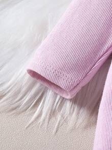 女嬰刺繡卡通圖案睡連身褲 - 紫色 - 查看 3