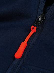 Manfinity Sport Corelite 男士拉鍊束口帽衫運動外套，適用於運動頂級 - 藍色 - 查看 3