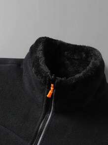 Hombres Cazadora con cremallera con forro térmico forro polar - Negro - Ver 3