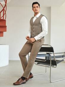 Manfinity NiteLyfe Men Button Front Waistcoat Without Shirt - Multicolor - View 5
