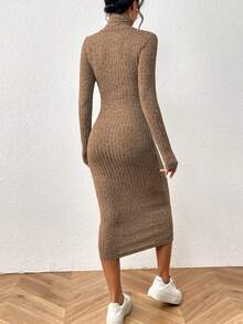 SHEIN Unity Criss Cross Cut Out Front Bodycon Dress - Khaki - View 2