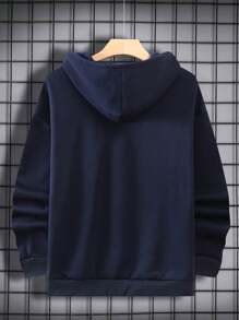 男士字母圖案連帽衫 - 藏蓝色 - 查看 2