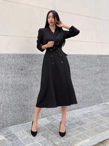 DAZY Khăn quàng Đôi ngực Váy có thắt lưng - màu đen - Xem 5