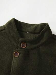 Manfinity Homme Men Single-Breasted Wool Loose Overcoat - Army Green - View 4