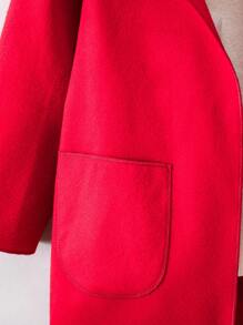 SHEIN 男小童雙口袋連帽花呢外套帶圍巾 - 酒紅色 - 查看 8