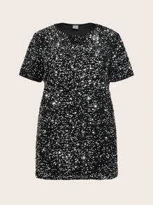 SHEIN ICON Plus Sequin Decor Dress, Summer