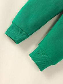 Đứa bé gái Đồ họa Chữ cái Áo len & Quần nỉ - Màu xanh lá cây đậm - Xem 4