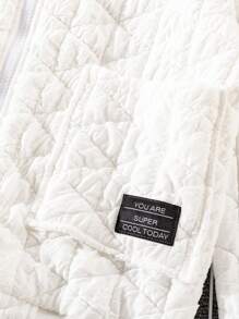 Boys' Casual Striped Diamond Patterned Jacket For Autumn And Winter - White - View 4