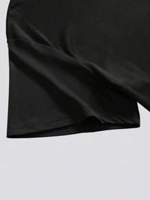 SHEIN EZwear Hơn Đồ họa Khẩu hiệu Áo thun - màu đen - Xem 4