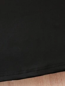 Thiếu niên cô gái Cắt bỏ chi tiết Cổ giả Áo thun - màu đen - Xem 3