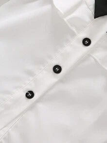 SHEIN Chica Joven Camisa ribete con fruncido con lazo delantero - Blanco - Ver 6