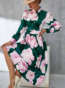 SHEIN Clasi 印花前紐扣襯衫洋裝 - 彩色 - 查看 7