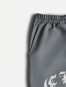 ROMWE MEN Street Life Men Slogan & Skull Print Drawstring Waist Cargo Pants - Grey - View 5