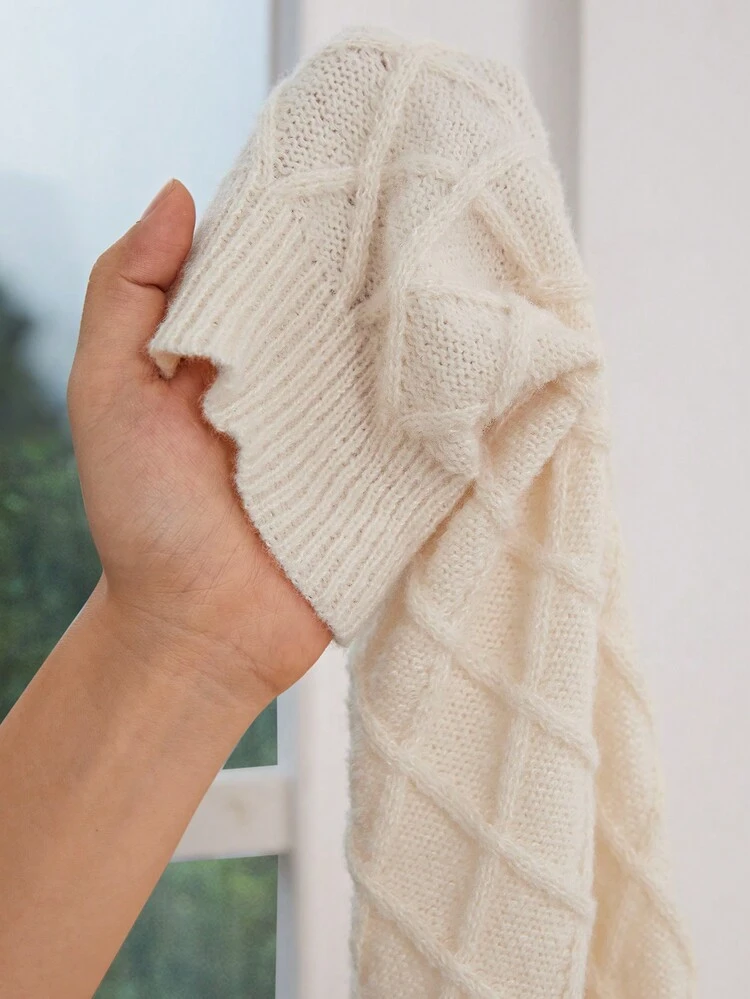 Plus Lapel Collar Drop Shoulder Sweater