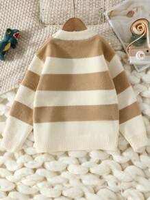 男小童字母圖案撞色套頭毛衣