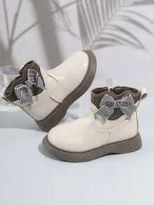 Children's Shoes Girls' Boots Bow Knot Pu Leather Boots Chelsea Boots Princess Boots - Beige - View 2