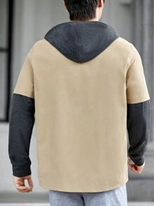 Manfinity VCAY 宽松款男士连帽二合一字母贴片衬衫 - 彩色 - 查看 2