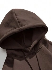 Men Car Print Drawstring Hoodie - Brown - View 4