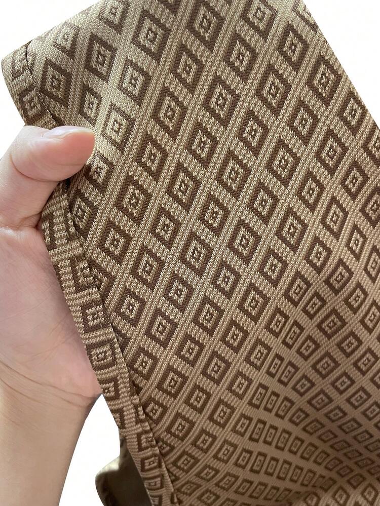 Plus Geo Pattern Contrast Pocket Patched Belted Coat Fall Cloth For Women