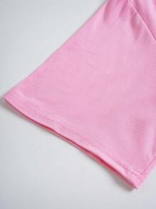 SHEIN EZwear Slogan Graphic Drop Shoulder Nightdress - Pink - View 6