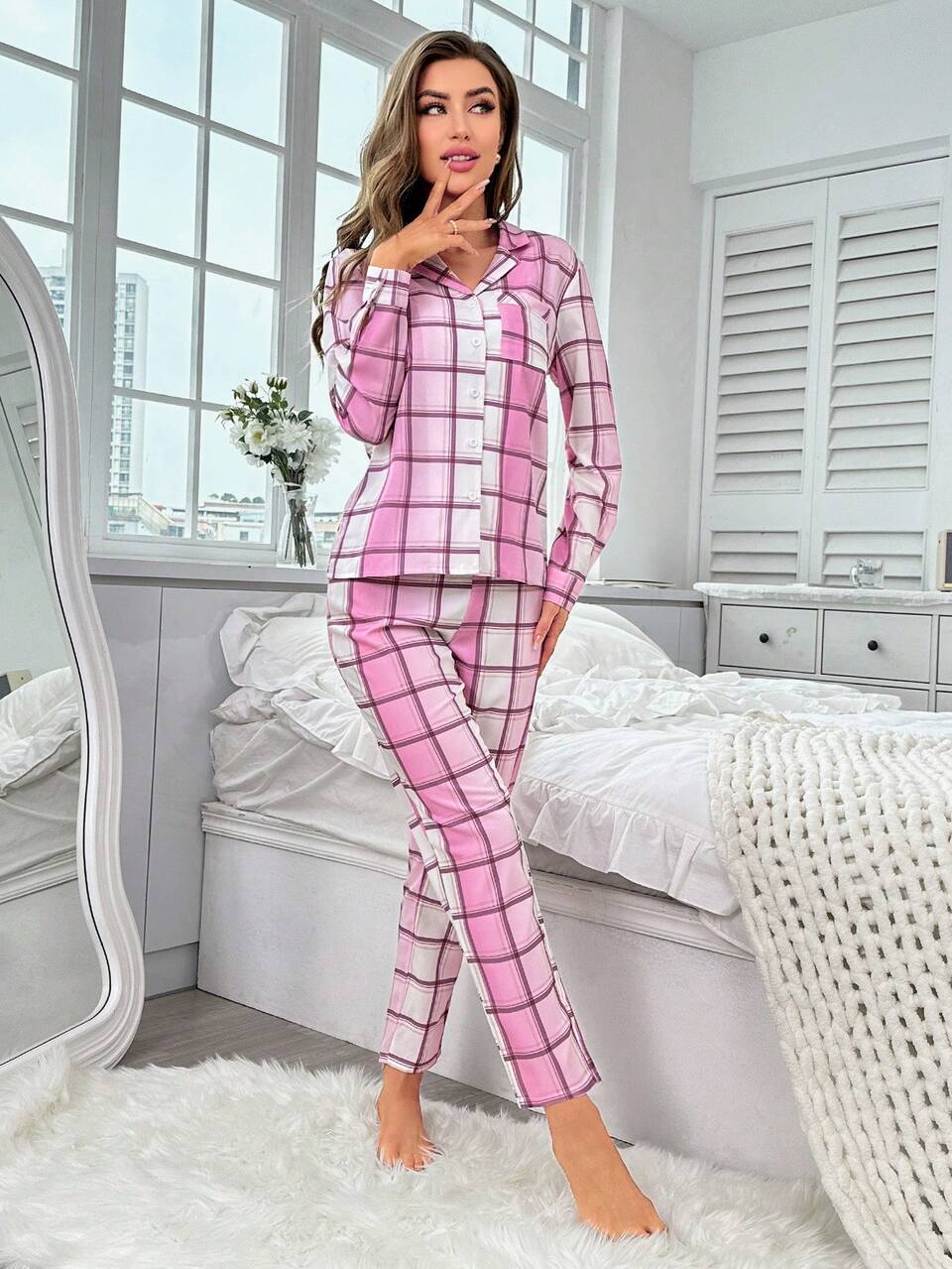 Plaid Print PJ Set / Pajama Set