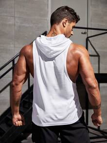 Manfinity Sport Corelite Áo ba lỗ thể thao có mũ trùm đầu in họa tiết địa lý dành cho nam, áo tập luyện, áo vestgym, Mengym Wear dành cho nam, Mengym Wear - trắng - Xem 2