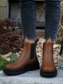 Botas elegante Suela gruesa - Granate - Ver 7