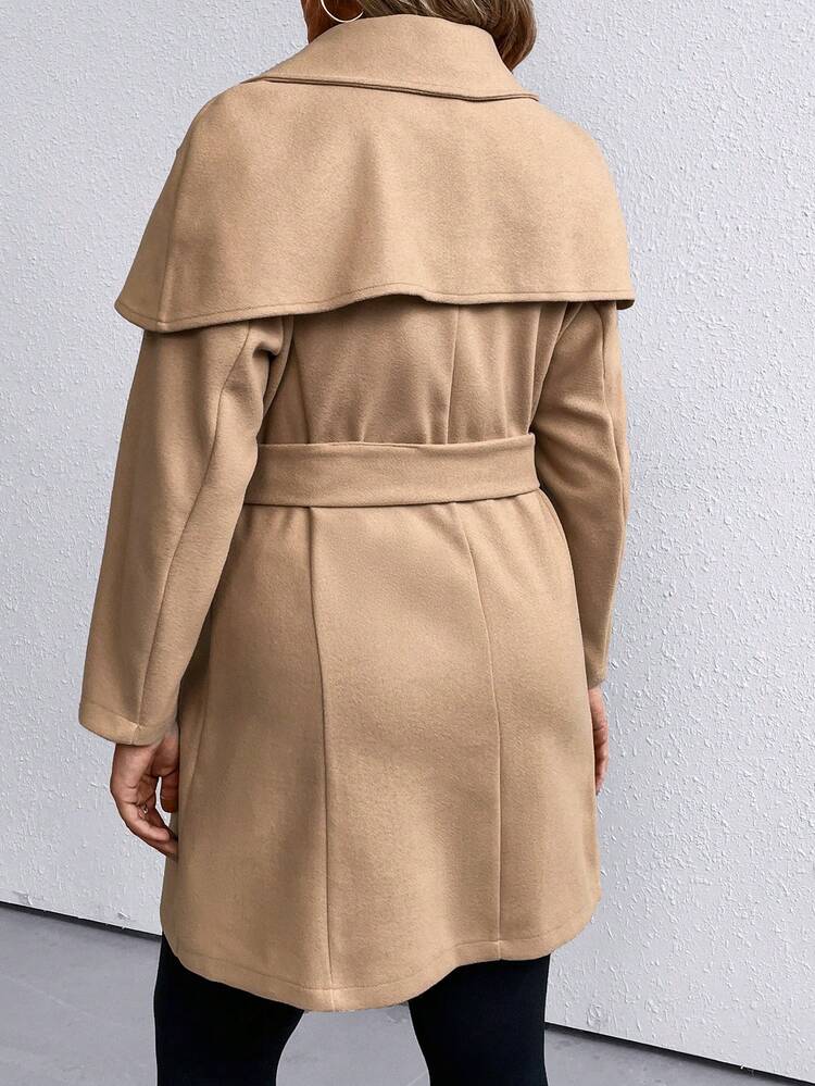 Plus Double Breasted Overcoat Without Belt