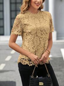SHEIN Clasi Camisa De Manga Corta - Caqui - Ver 6