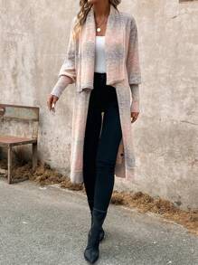 SHEIN LUNE Ombre Batwing Sleeve Duster Cardigan - Multicolor - View 4